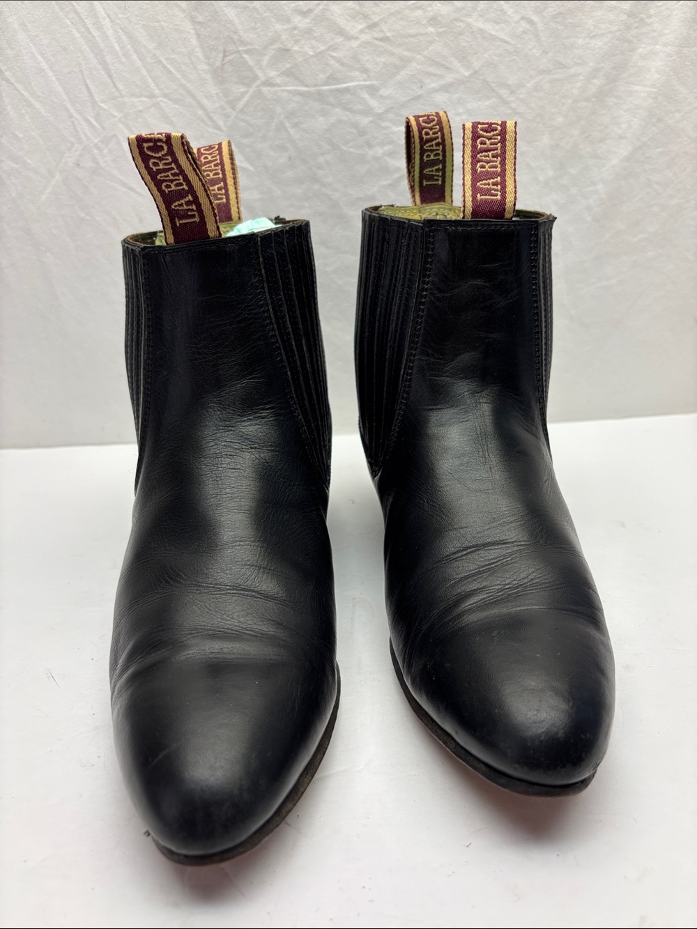 La Barca Black Leather Chelsea Ankle Boots for Men, SZ 8